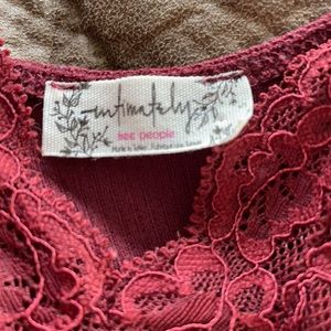 Ruby red Free people lace bodysuit with button clasp